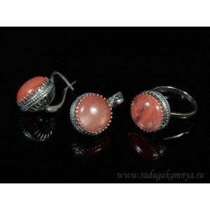 Кольцо и серьги с халцедоном (имитация)  (иск.)