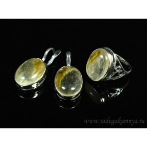 Кольцо и серьги с халцедоном (имитация)  (иск.)