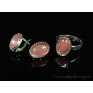 Кольцо и серьги с халцедоном (имитация)  (иск.)