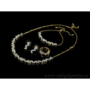 Набор с фианитами цвет золото, 45см, 19см (иск.)