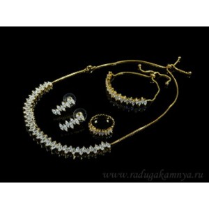 Набор с фианитами цвет золото, 48см, 19см (иск.) Набор с фианитами цвет золото, 48см, 19см (иск.)