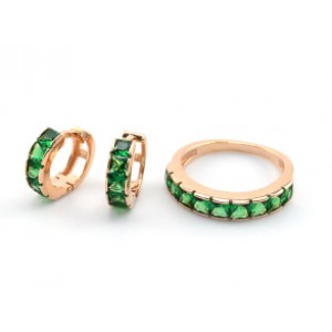 Кольцо и серьги с925 позолота и фианитами 4*12мм , 4,4гр (иск.)