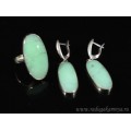 Кольцо и серьги хризопраз овал