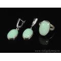 Кольцо и серьги хризопраз " Овал "