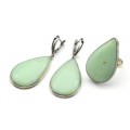Кольцо и серьги хризопраз "Капля"