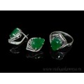 Кольцо и серьги с хризопразом (имитация) (иск.)