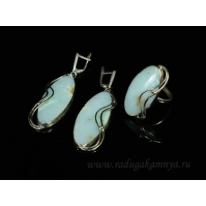 Кольцо и серьги с хризопразом