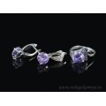 Кольцо и серьги с цирконом искусственным, цвет лаванда  (иск.)