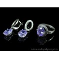 Кольцо и серьги с цирконом искусственным, цвет лаванда  (иск.)