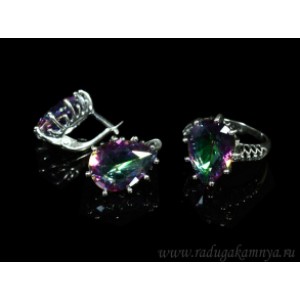 Кольцо и серьги с цирконом искусственным, цвет хамелеон (иск.) Кольцо и серьги с цирконом искусственным, цвет хамелеон (иск.)