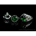 Кольцо и серьги с цирконом искусственным, цвет зеленый  (иск.)