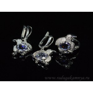 Кольцо и серьги с цирконом  (иск.)