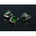 Кольцо и серьги с цирконом искусственным цвет  зеленый  (иск.)