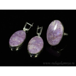 Кольцо и серьги с чароитом "Овал"