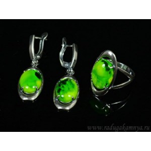 Кольцо и серьги с янтарем (имитация)  (иск.)