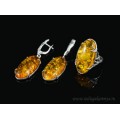 Кольцо и серьги с янтарем (имитация)  (иск.)