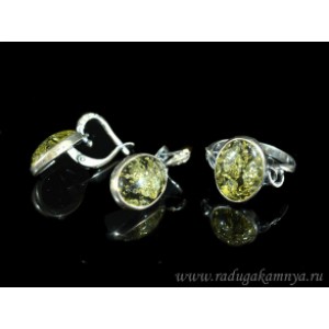 Кольцо и серьги с янтарем (имитация)  (иск.)