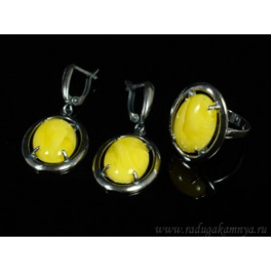 Кольцо и серьги с янтарем (имитация)  (иск.)