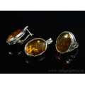 Набор с янтарём кольцо, серьги овал 19*26мм коньячный, 11,9гр. (иск.)