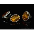 Набор с янтарём кольцо, серьги овал 22*29мм коньячный, 10,6гр. (иск.)