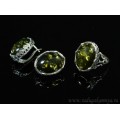 Набор с янтарём кольцо, серьги овал 18*23мм зеленый, 8,2гр. (иск.)