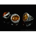 Набор с янтарём кольцо, серьги овал 20*20мм коньячный, 5,6гр. (иск.)