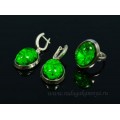 Комплект с янтарём "буранит" в посеребрении кольцо, серьги овал 18*23мм зеленый (иск.)
