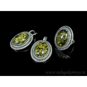 Кольцо и серьги с янтарем (имитация) (иск.)