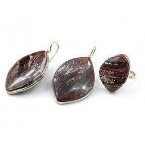 Кольцо и серьги с яшмой уральской " Грация "