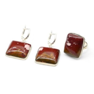 Кольцо и серьги яшма Пикассо Кольцо и серьги яшма Пикассо