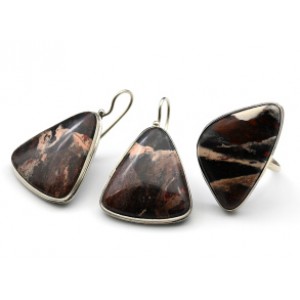 Кольцо и серьги с яшмой " Грация "