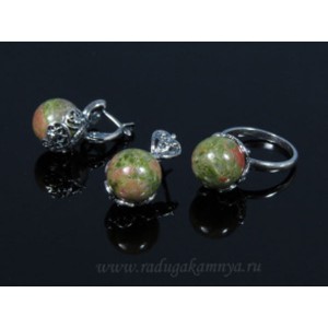 Кольцо и серьги с яшмой