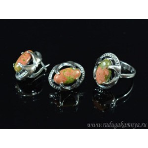 Кольцо и серьги с яшмой