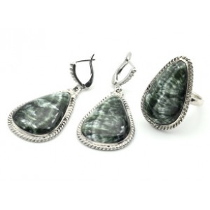 Кольцо и серьги серафинит