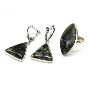 Кольцо и серьги серафинит