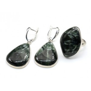 Кольцо и серьги с серафинитом