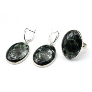 Кольцо и серьги серафинит " Овал "