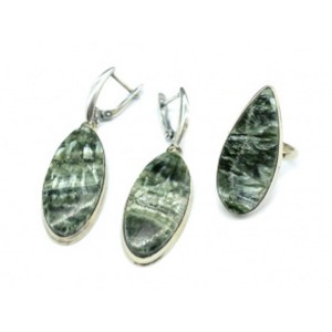 Кольцо и серьги из серафинита