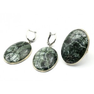 Кольцо и серьги серафинит  " Овал "