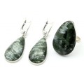 Кольцо и серьги серафинита " Капля "