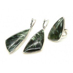 Кольцо и серьги серафинит " Грация "