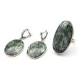 Кольцо и серьги серафинит " Овал "