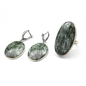 Кольцо и серьги серафинит " Овал "
