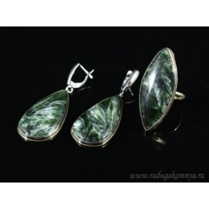 Кольцо и серьги серафинит