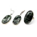 Кольцо и серьги серафинит " Овал "