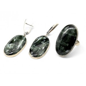Кольцо и серьги серафинит " Овал "