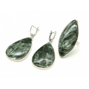 Кольцо и серьги серафинит