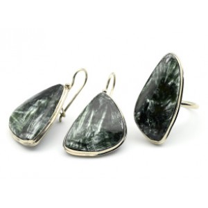 Кольцо и серьги серафинит " Грация "