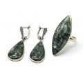 Кольцо и серьги серафинит