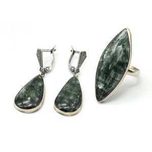 Кольцо и серьги серафинит